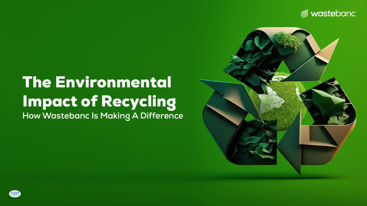 Green recycling concept with environmental sustainability graphic