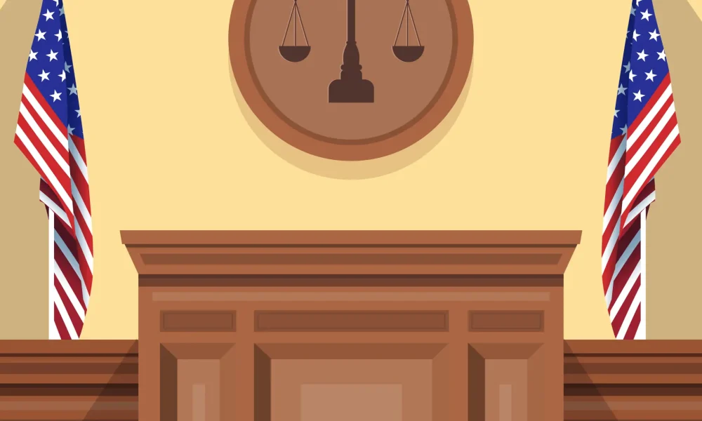 Graphic of a court room